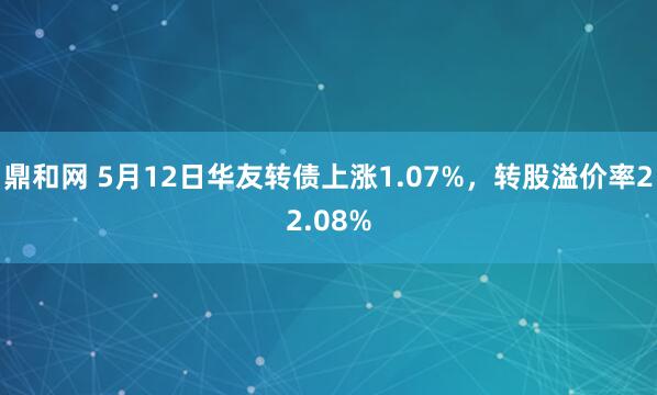 鼎和网 5月12日华友转债上涨1.07%，转股溢价率22.08%